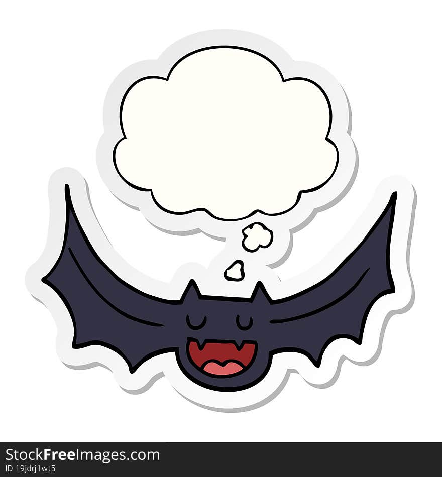 cartoon bat and thought bubble as a printed sticker