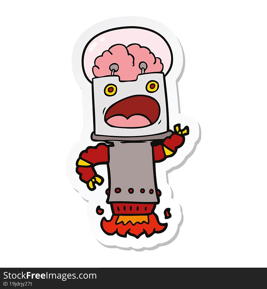 Sticker Of A Cartoon Robot