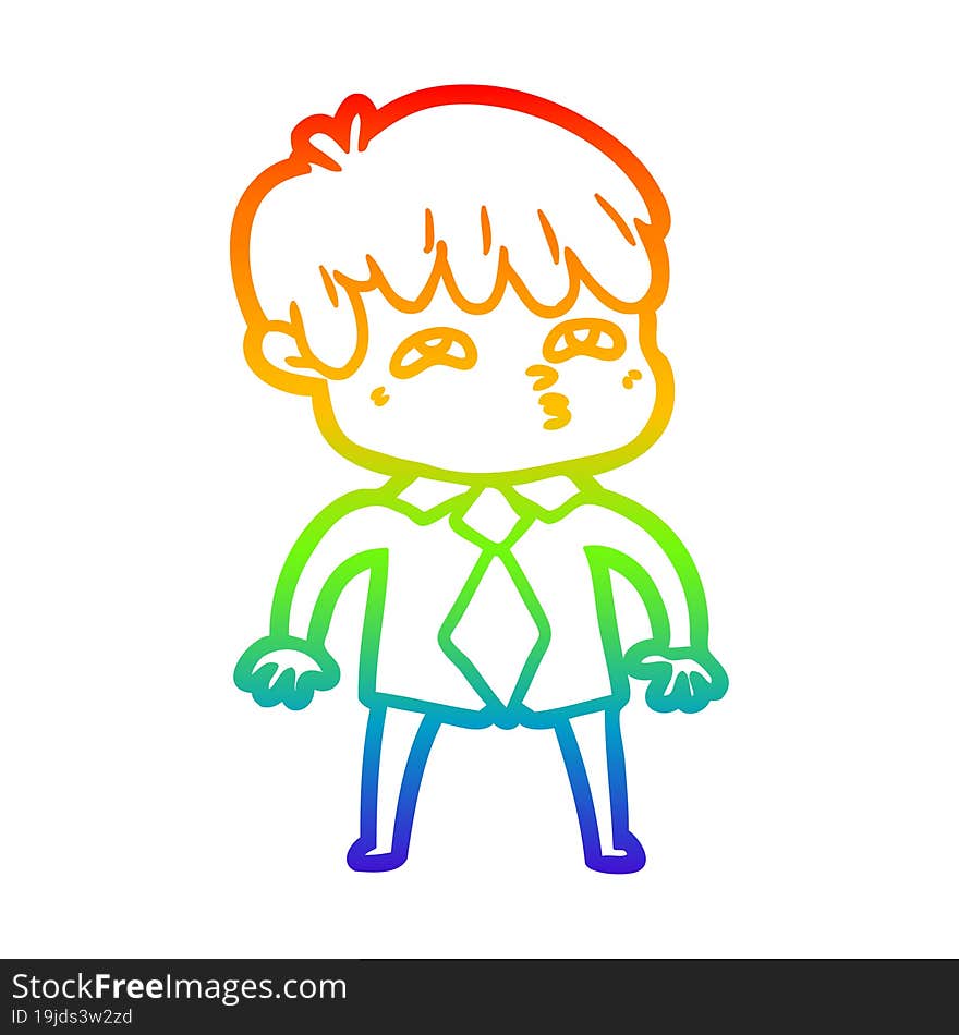 rainbow gradient line drawing cartoon curious man