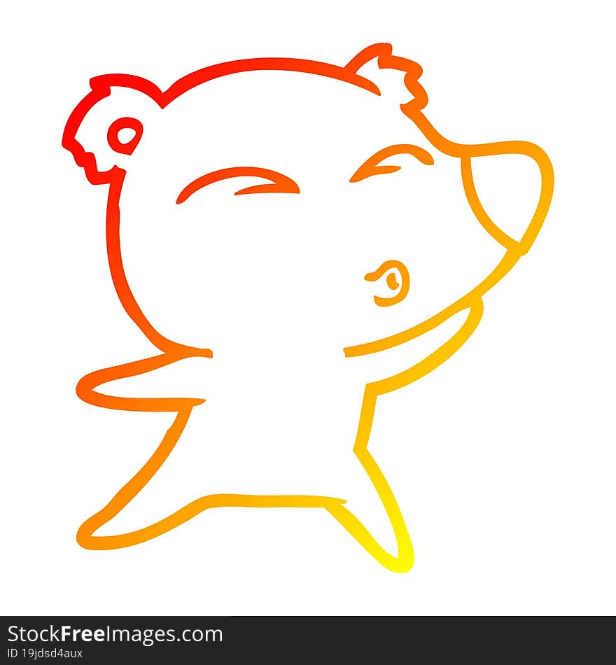 warm gradient line drawing cartoon whistling bear