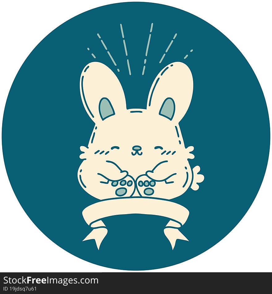 icon of a tattoo style happy rabbit