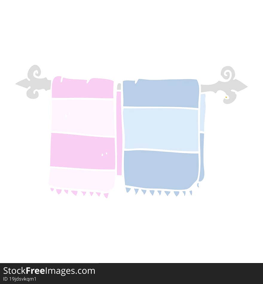 flat color illustration of a cartoon bathroom towels