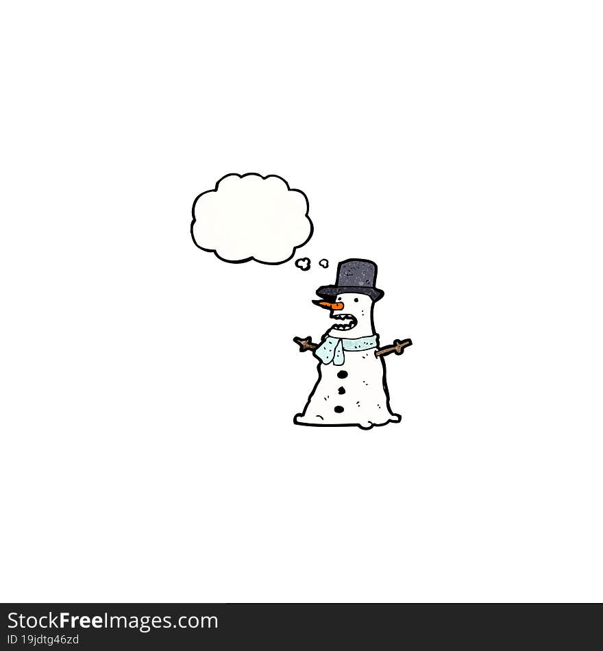 Cartoon Snowman In Top Hat