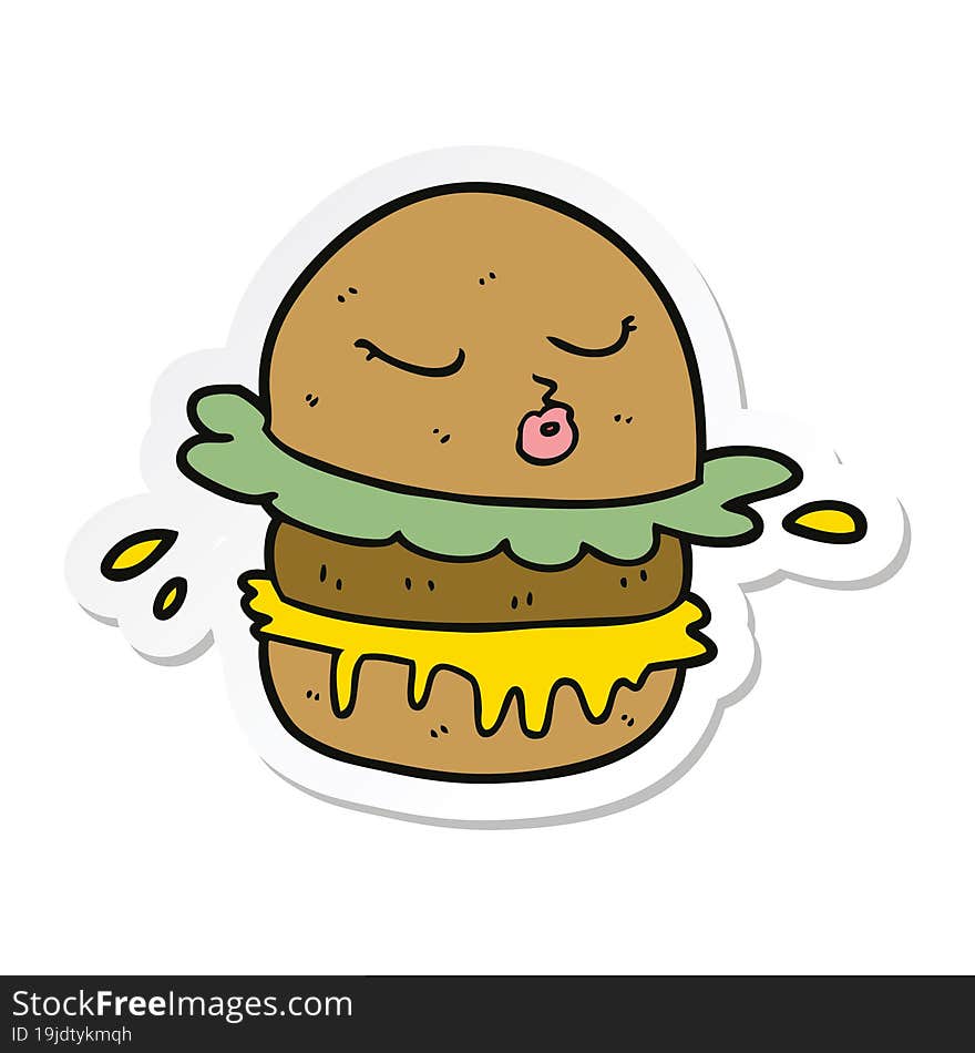 sticker of a cartoon fast food burger