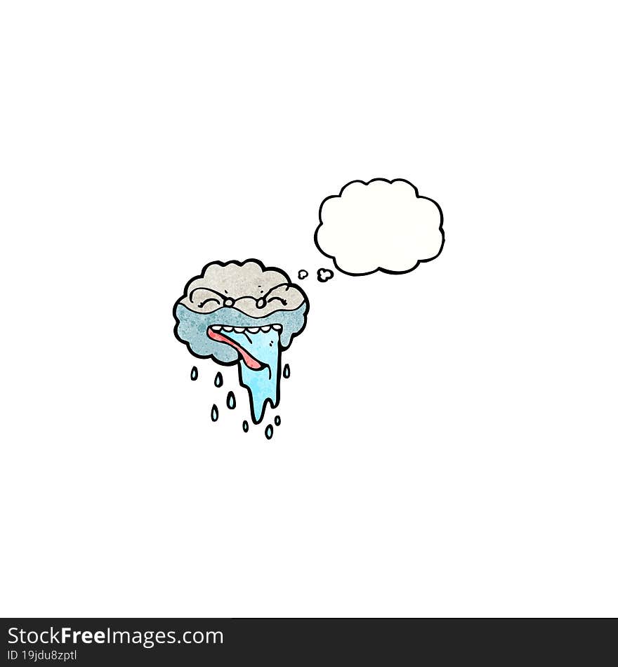 cartoon raincloud with thought bubble