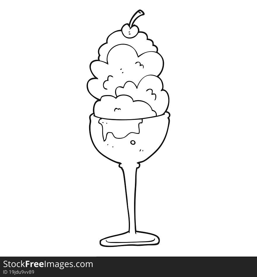 black and white cartoon ice cream