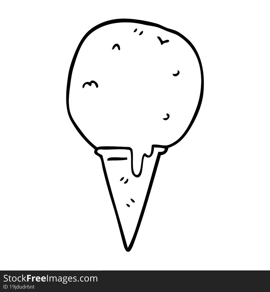 Line Drawing Cartoon Ice Cream Cone