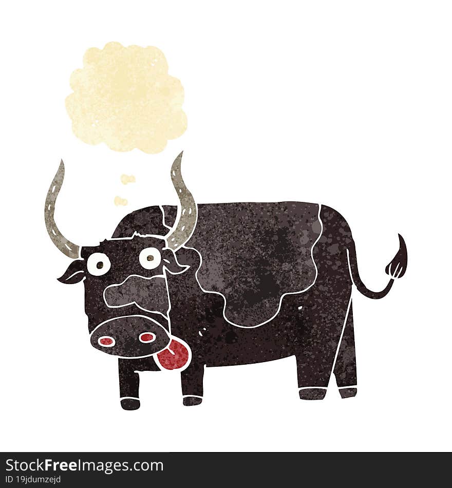 cartoon bull with thought bubble