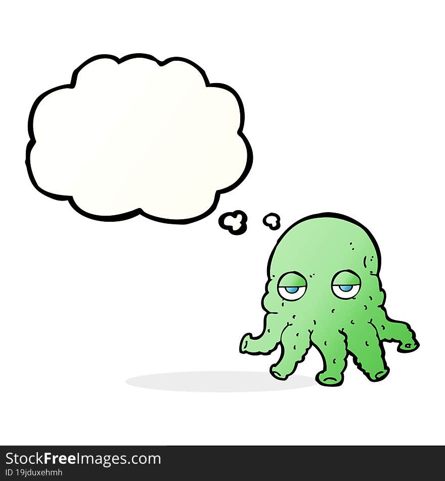 cartoon alien squid face with thought bubble