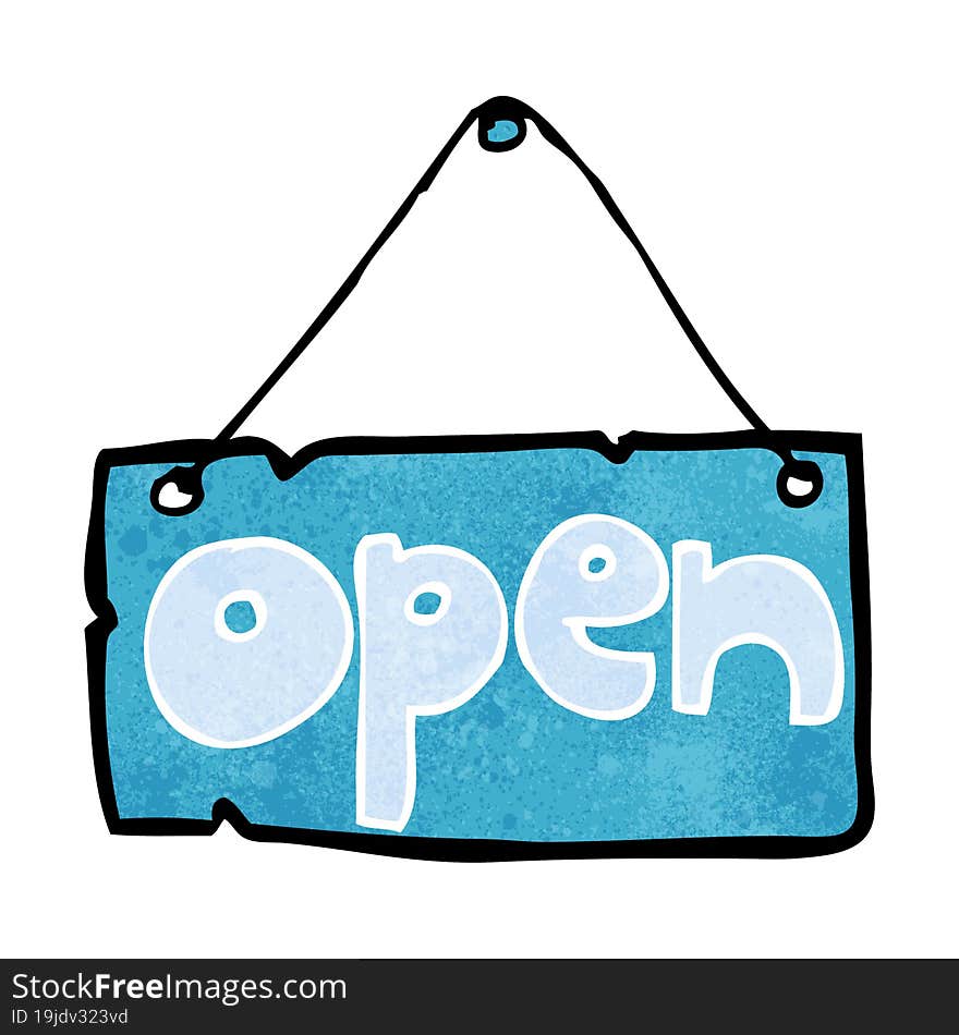 cartoon open shop sign