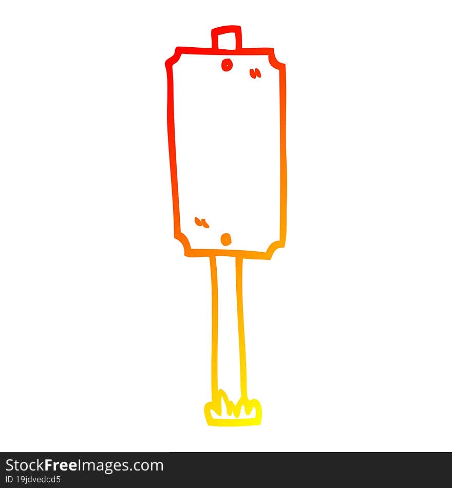 warm gradient line drawing of a cartoon blank sign post