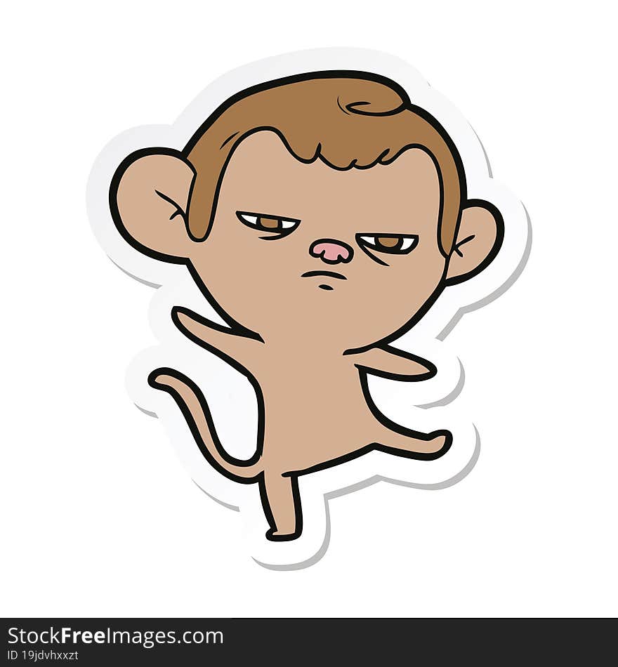 Sticker Of A Cartoon Annoyed Monkey