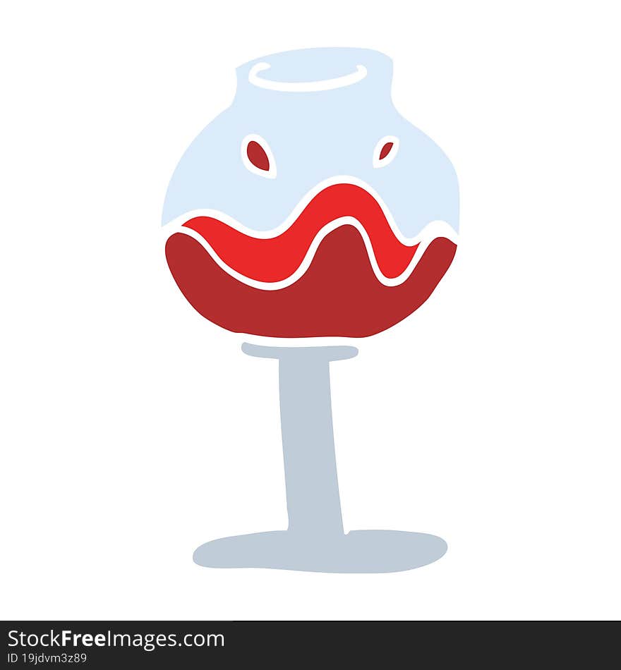 Flat Color Illustration Cartoon Glass Of Wine