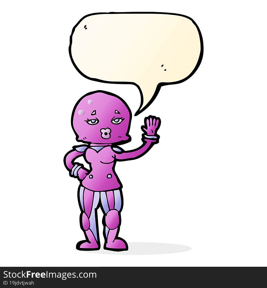 Cartoon Female Astronaut With Speech Bubble