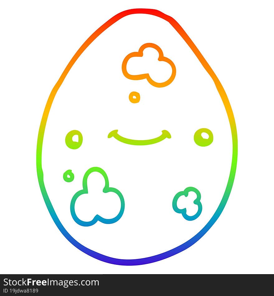 rainbow gradient line drawing cartoon egg