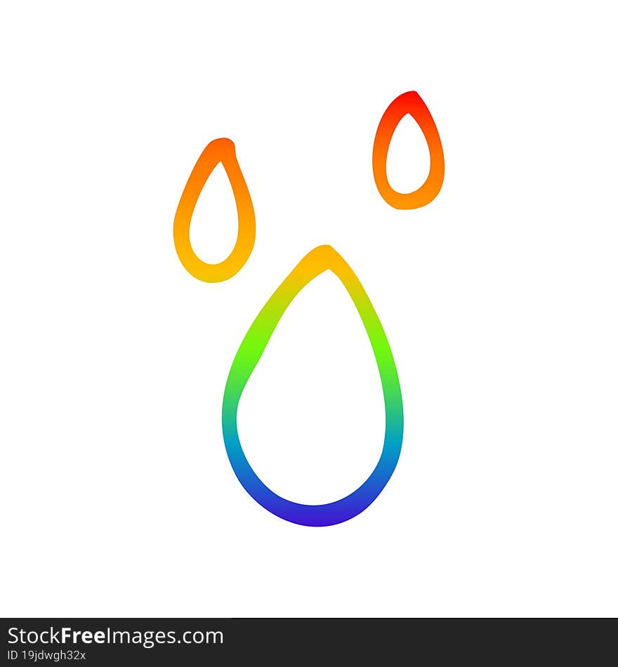 Rainbow Gradient Line Drawing Cartoon Water Drips