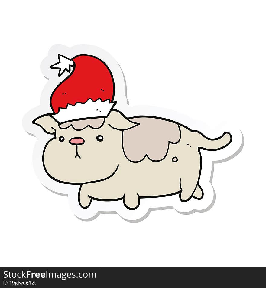 sticker of a cute christmas dog