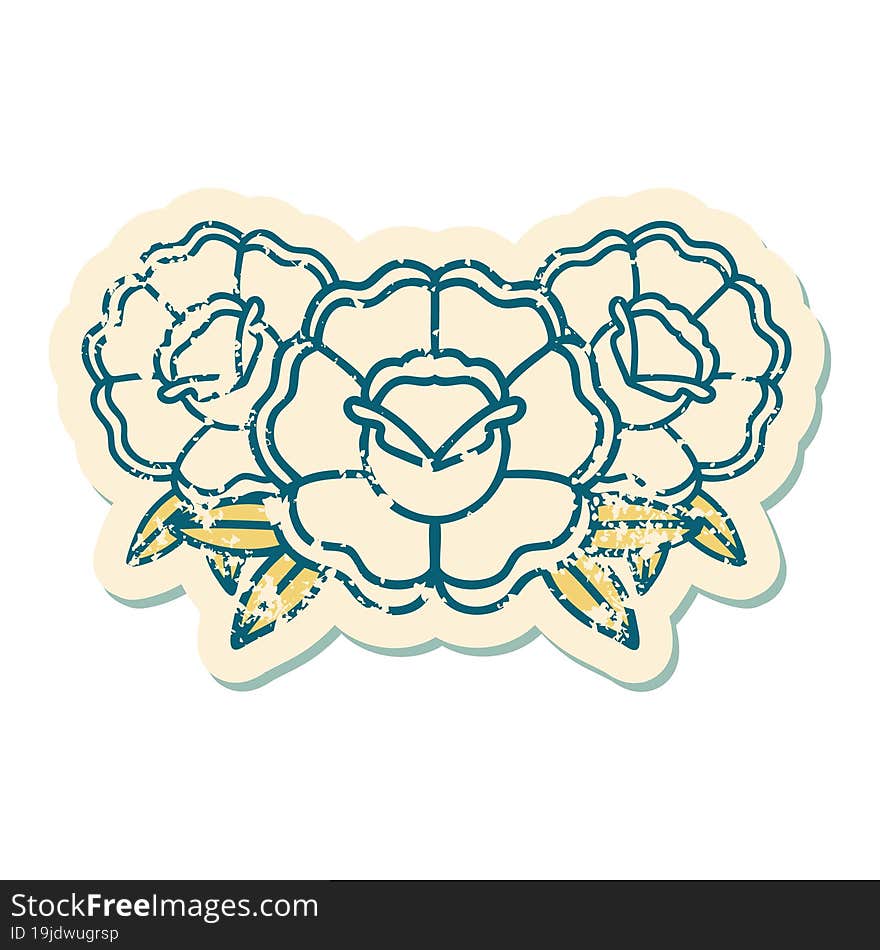 iconic distressed sticker tattoo style image of a bouquet of flowers. iconic distressed sticker tattoo style image of a bouquet of flowers