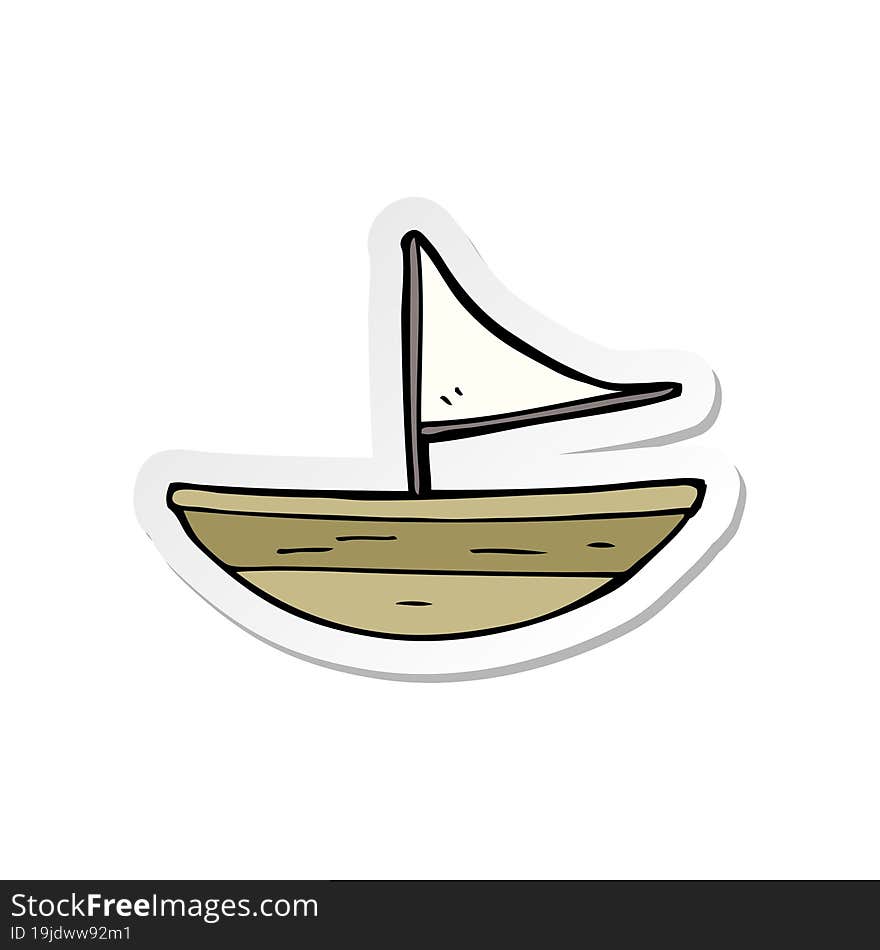 Sticker Of A Cartoon Boat