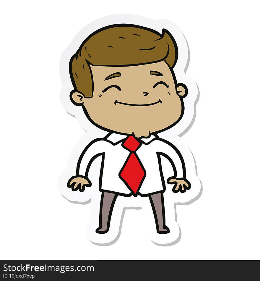 sticker of a happy cartoon businessman