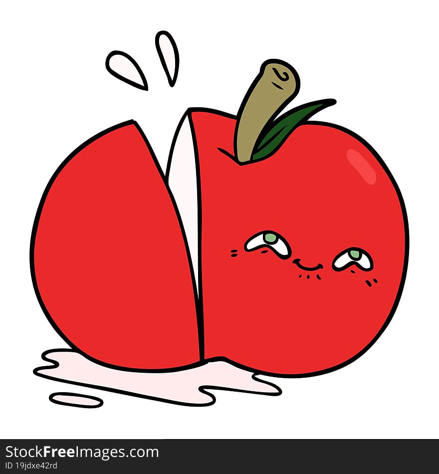 cartoon sliced apple. cartoon sliced apple