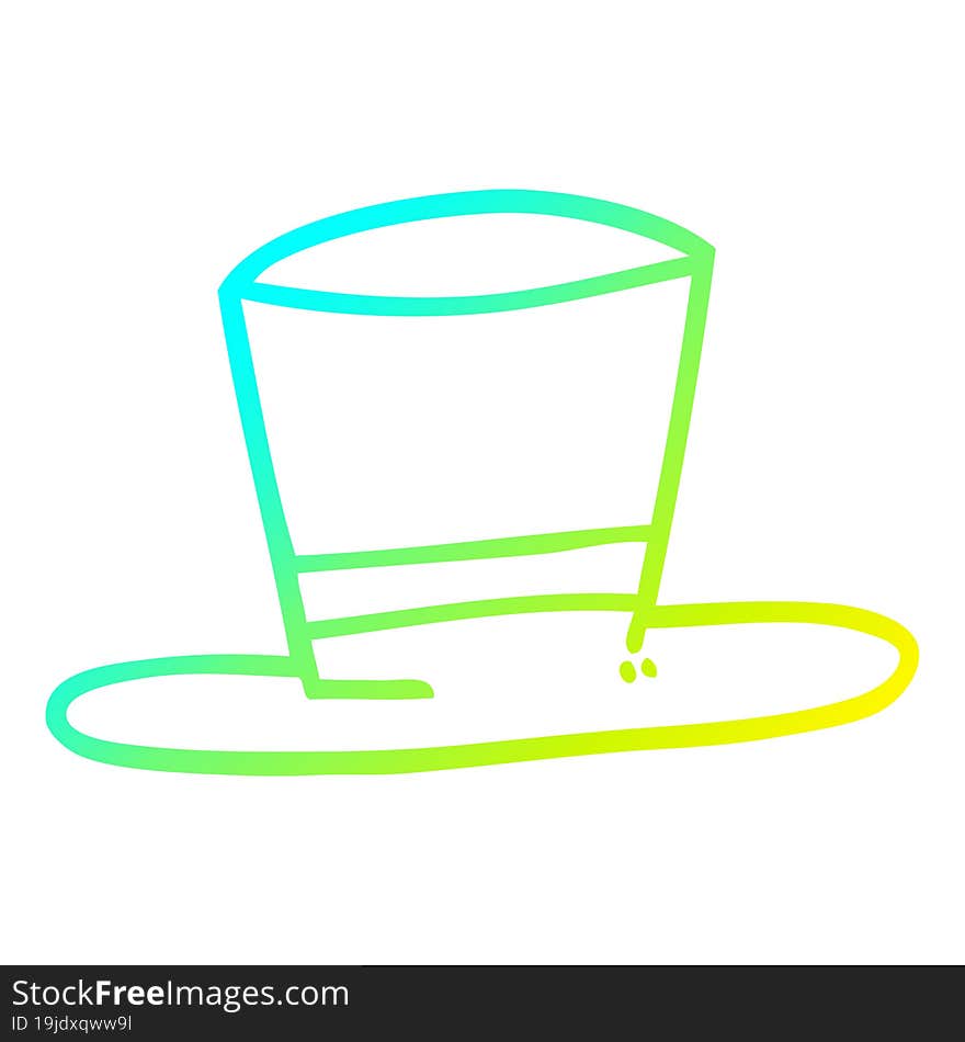 cold gradient line drawing of a cartoon top hat