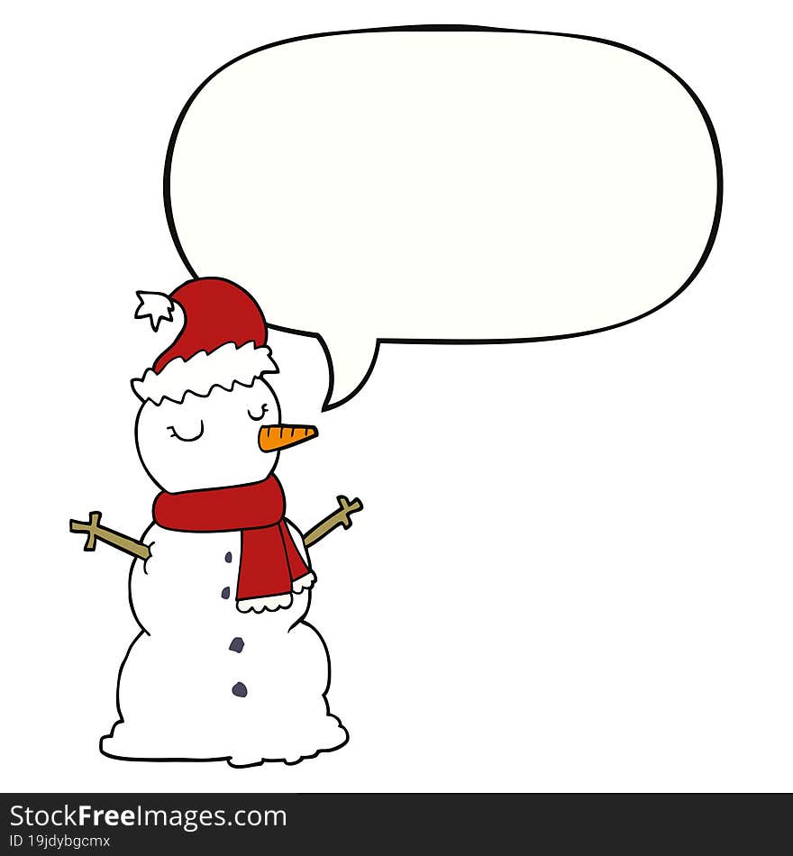 Cartoon Snowman And Speech Bubble