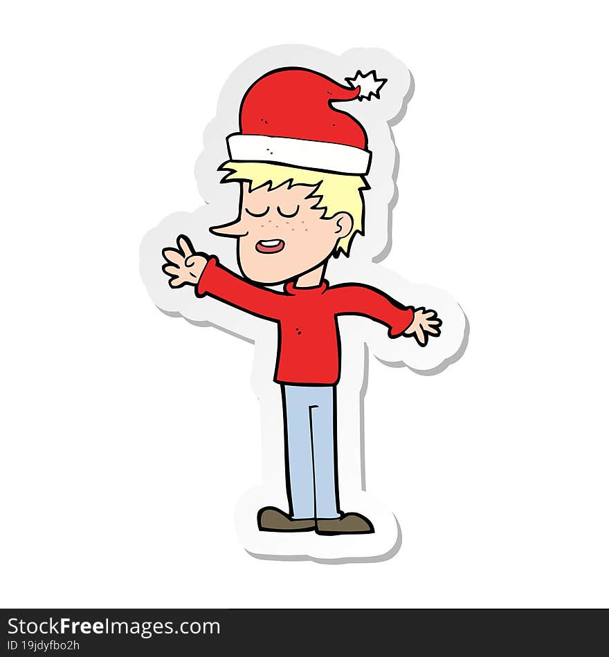 Sticker Of A Cartoon Man Ready For Christmas