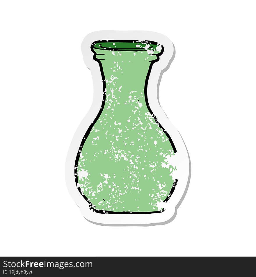 retro distressed sticker of a cartoon vase