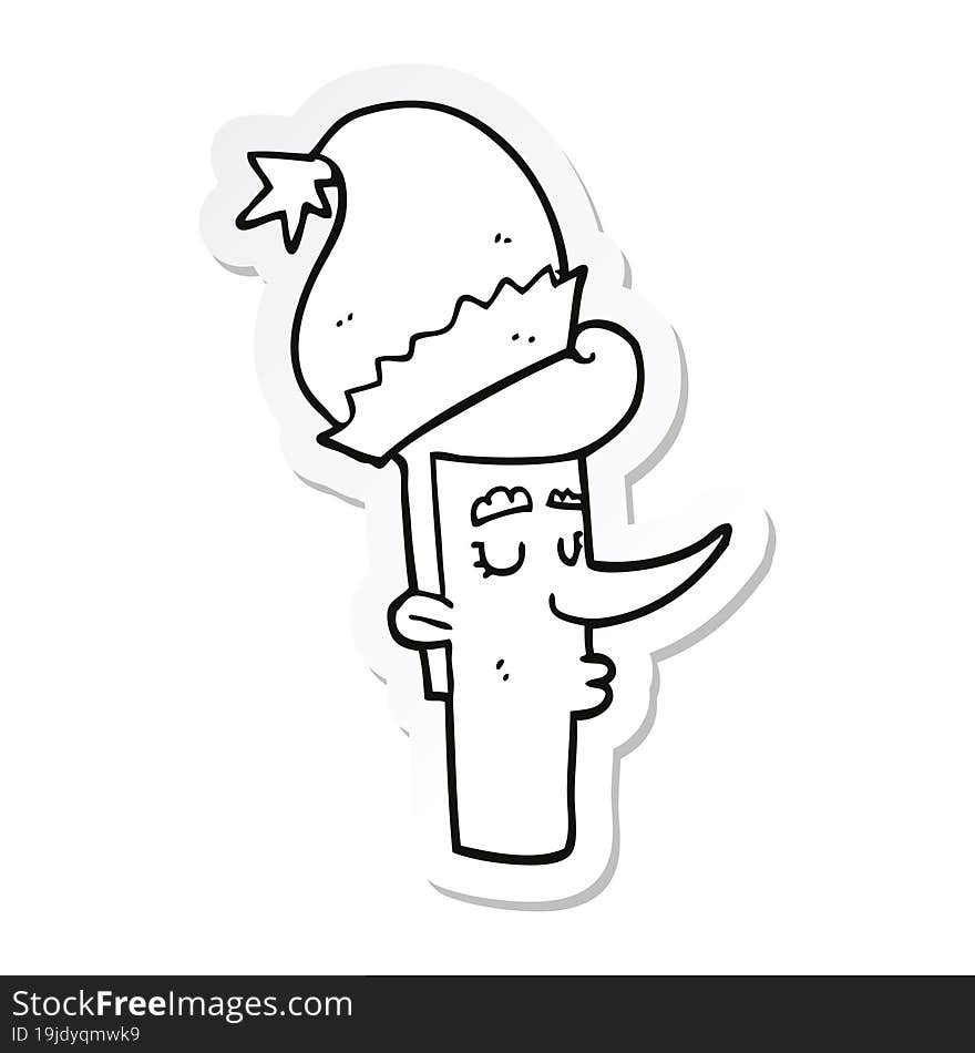 sticker of a cartoon man in christmas hat