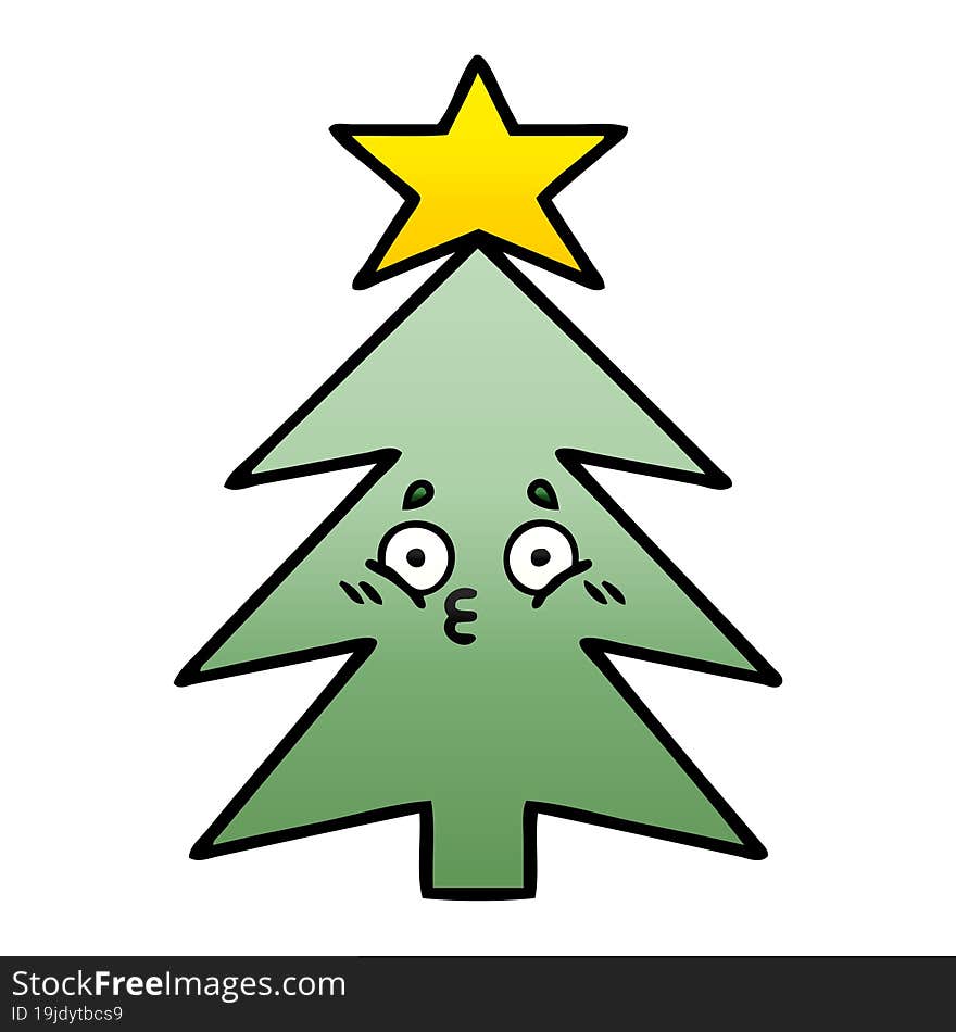 gradient shaded cartoon of a christmas tree