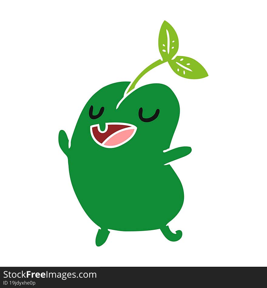 cartoon illustration kawaii cute sprouting bean. cartoon illustration kawaii cute sprouting bean