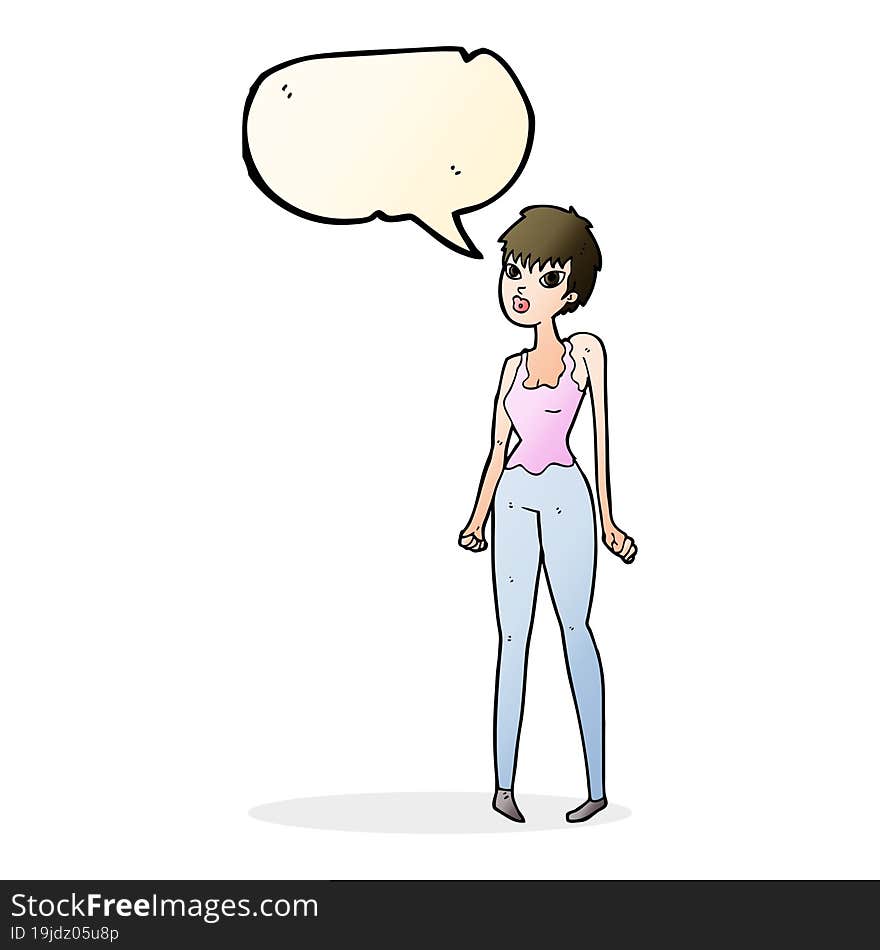 cartoon pretty woman  with speech bubble