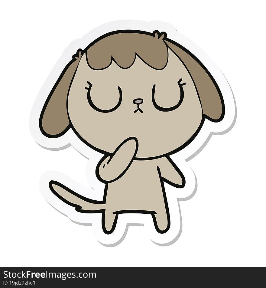 Sticker Of A Cute Cartoon Dog