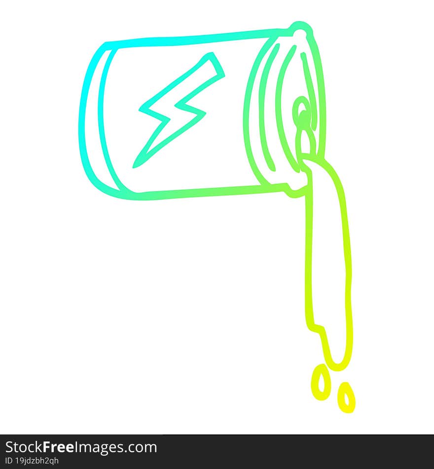 cold gradient line drawing of a cartoon pouring soda can