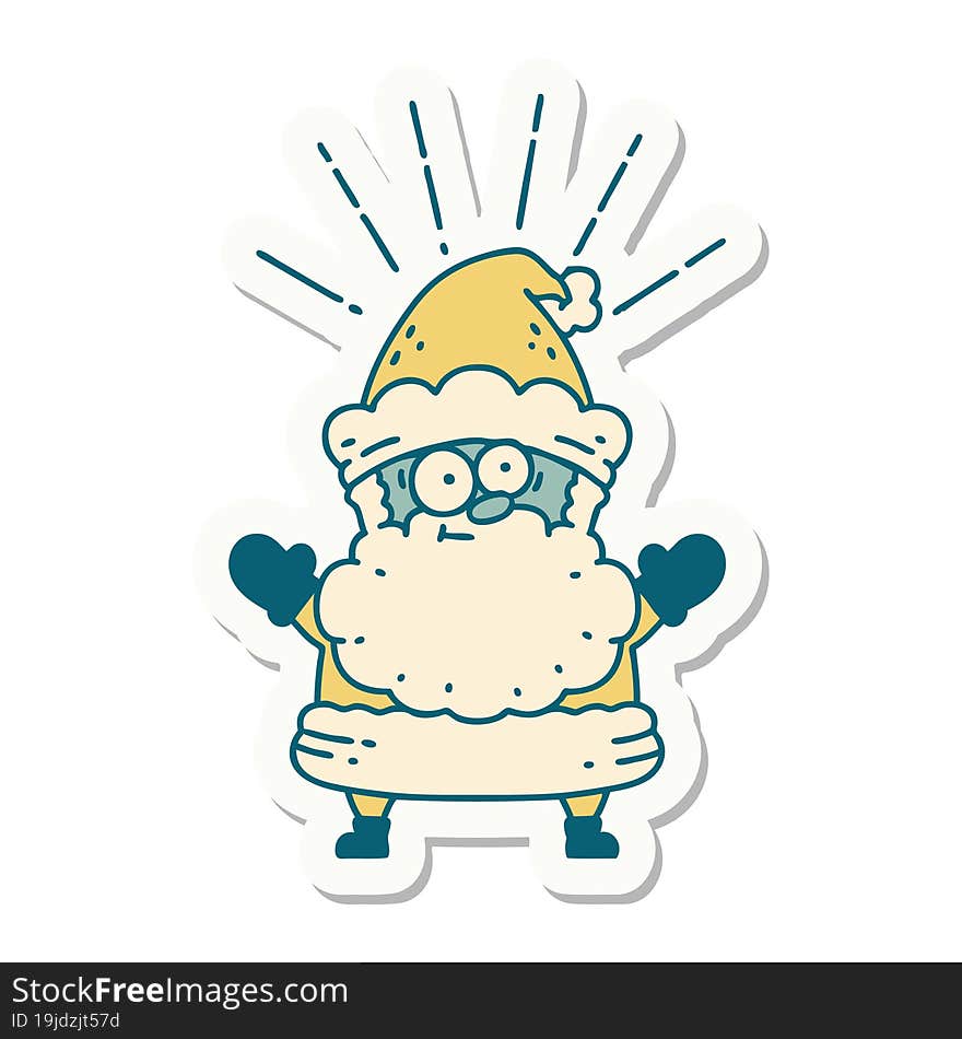 sticker of a tattoo style santa claus christmas character