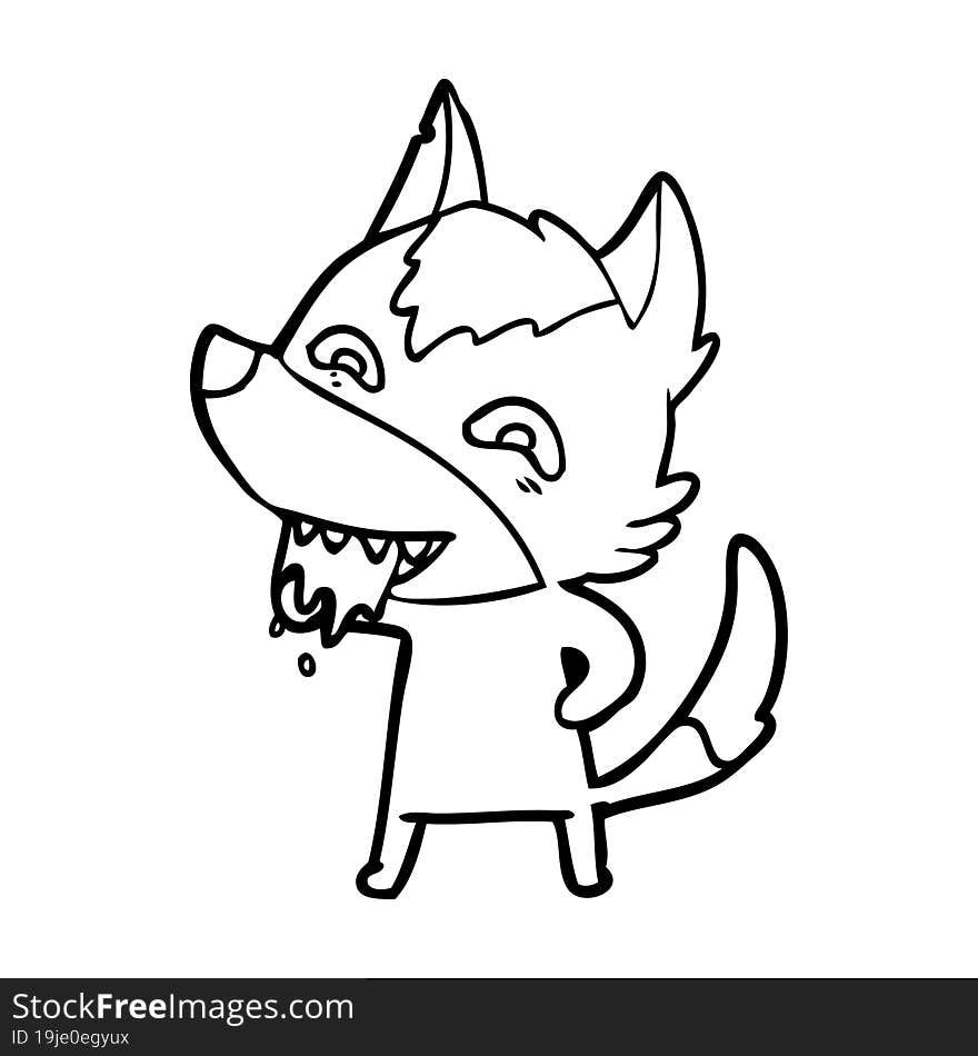 cartoon hungry wolf. cartoon hungry wolf