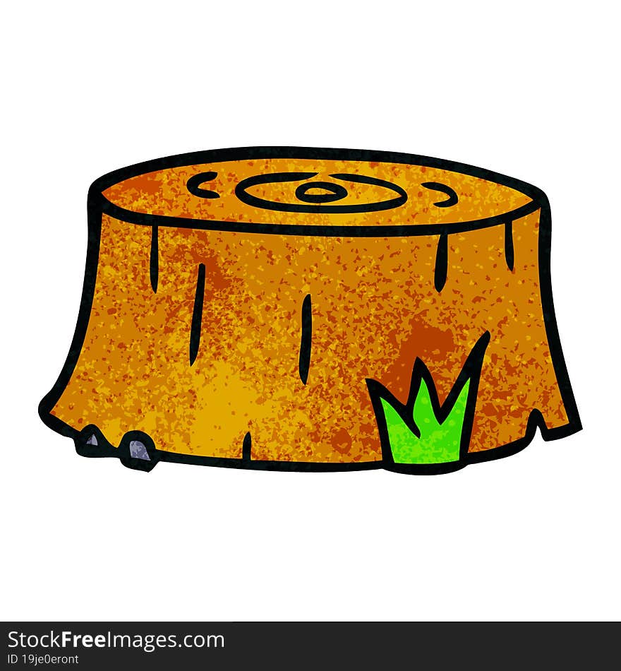 Textured Cartoon Doodle Of A Tree Log