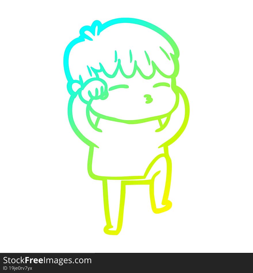 cold gradient line drawing cartoon curious boy