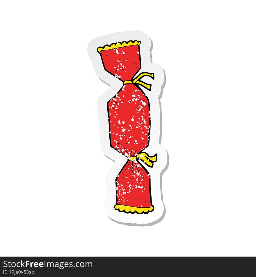 retro distressed sticker of a cartoon christmas cracker