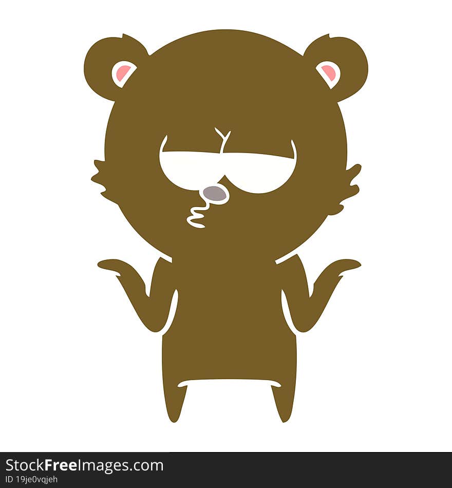 bored bear flat color style cartoon shrugging