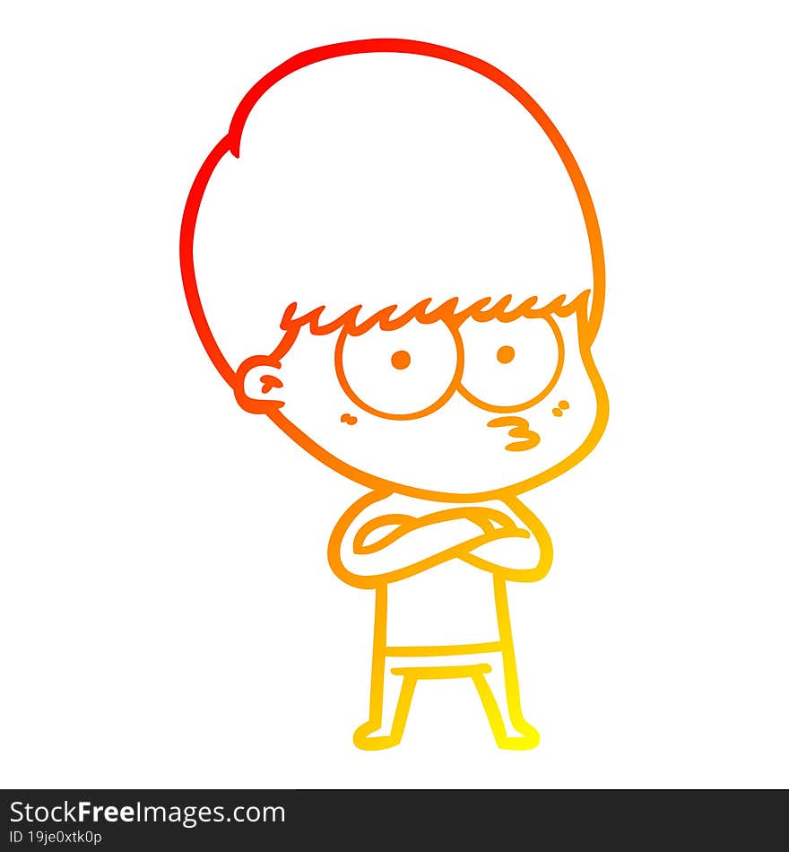 Warm Gradient Line Drawing Nervous Cartoon Boy