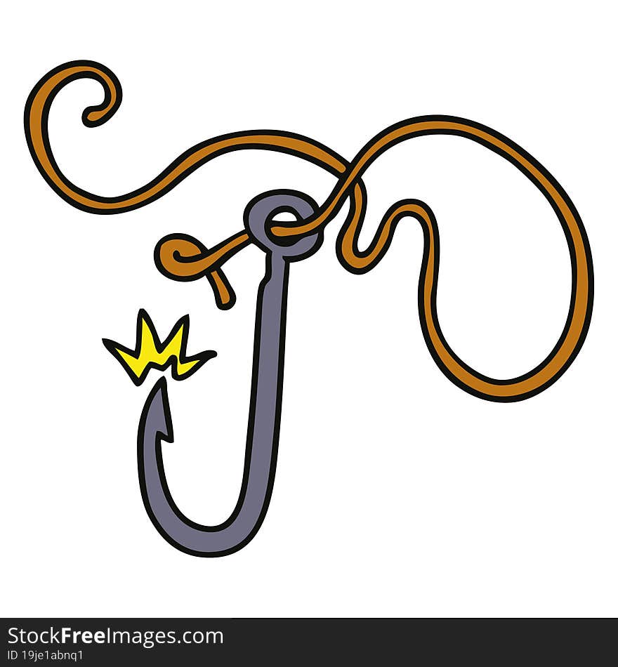 cartoon doodle of a sharp fishing hook