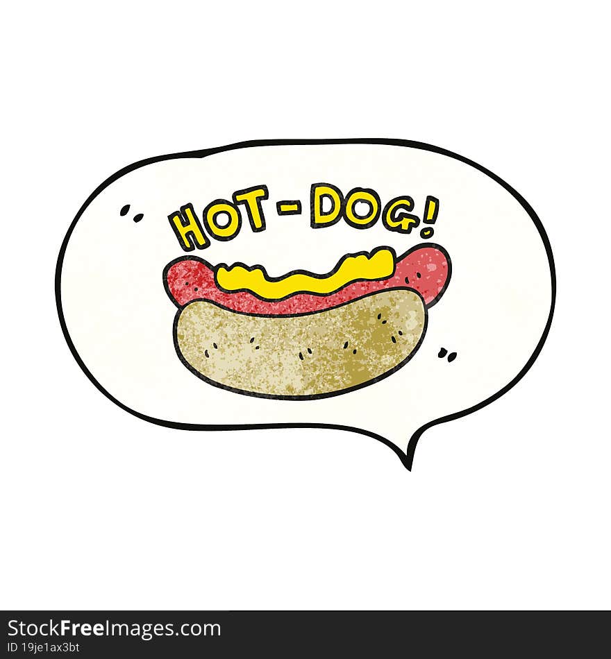 speech bubble textured cartoon hotdog