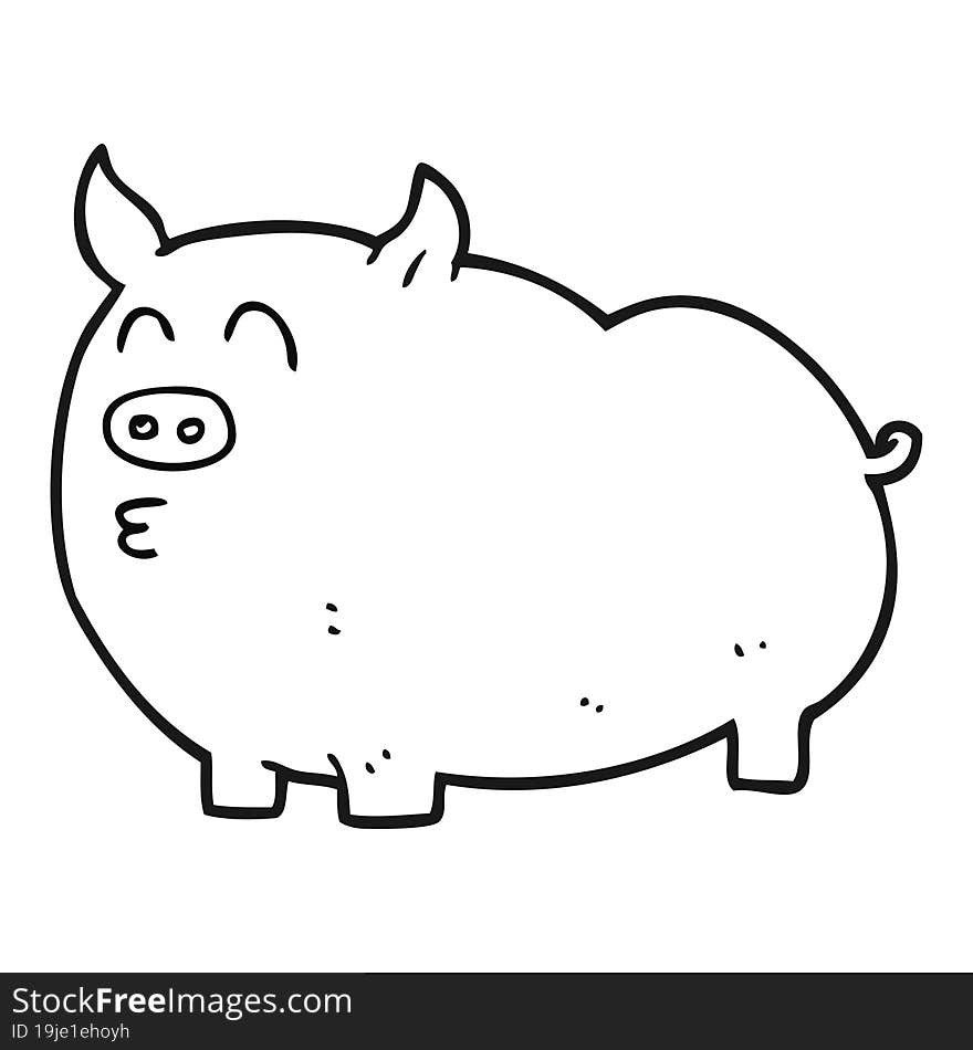 black and white cartoon pig