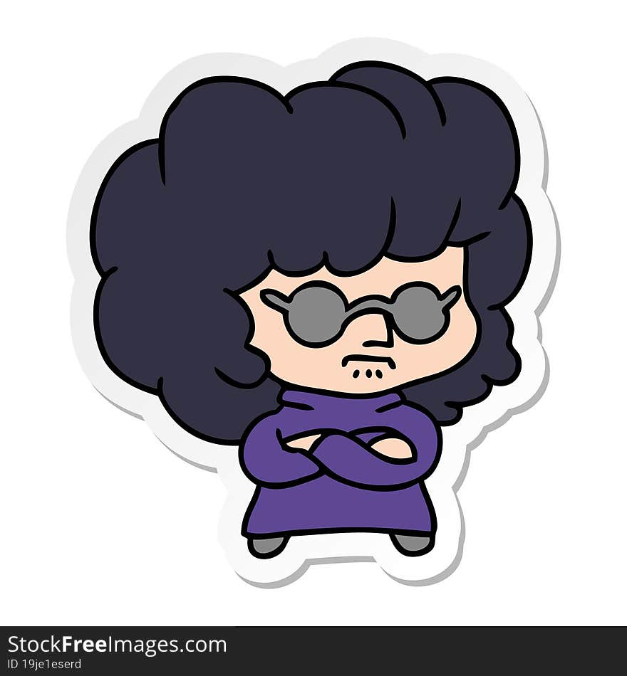 sticker cartoon of a kawaii woman