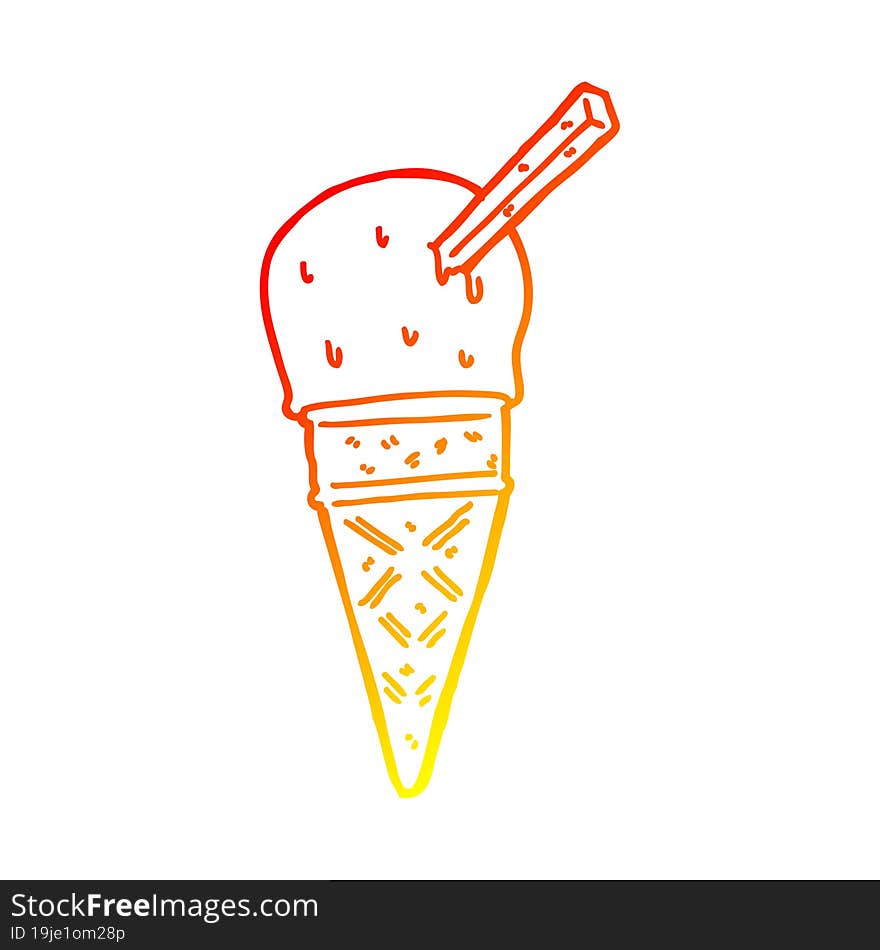 warm gradient line drawing cartoon ice cream