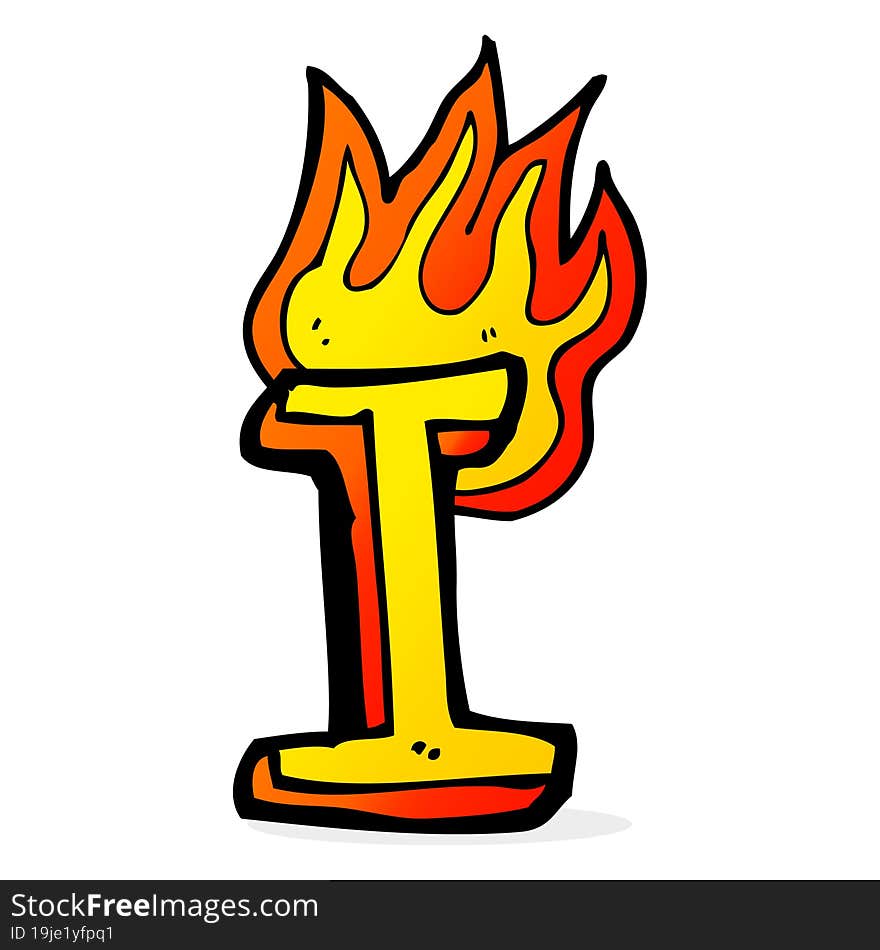 cartoon flaming letter