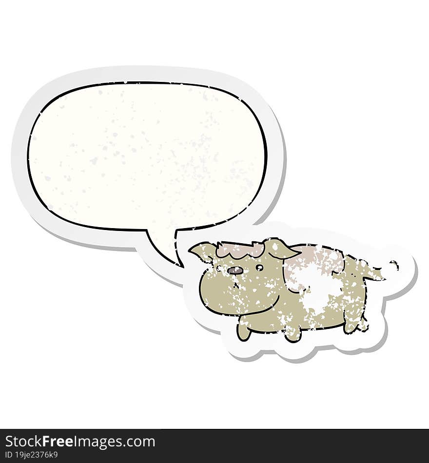 cartoon dog and speech bubble distressed sticker