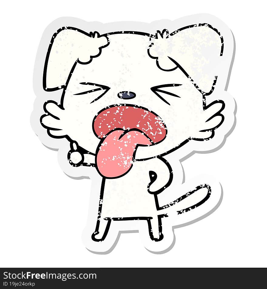 Distressed Sticker Of A Cartoon Disgusted Dog